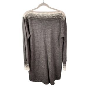 New York & Company Long Rounded Hem Gradient Grey Knit Boatneck Tunic Sweater Lg